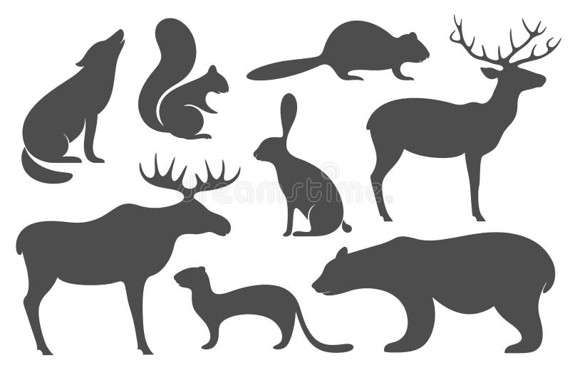 Wilde Tiere Schattenbild vektor abbildung. Illustration von ansammlung
