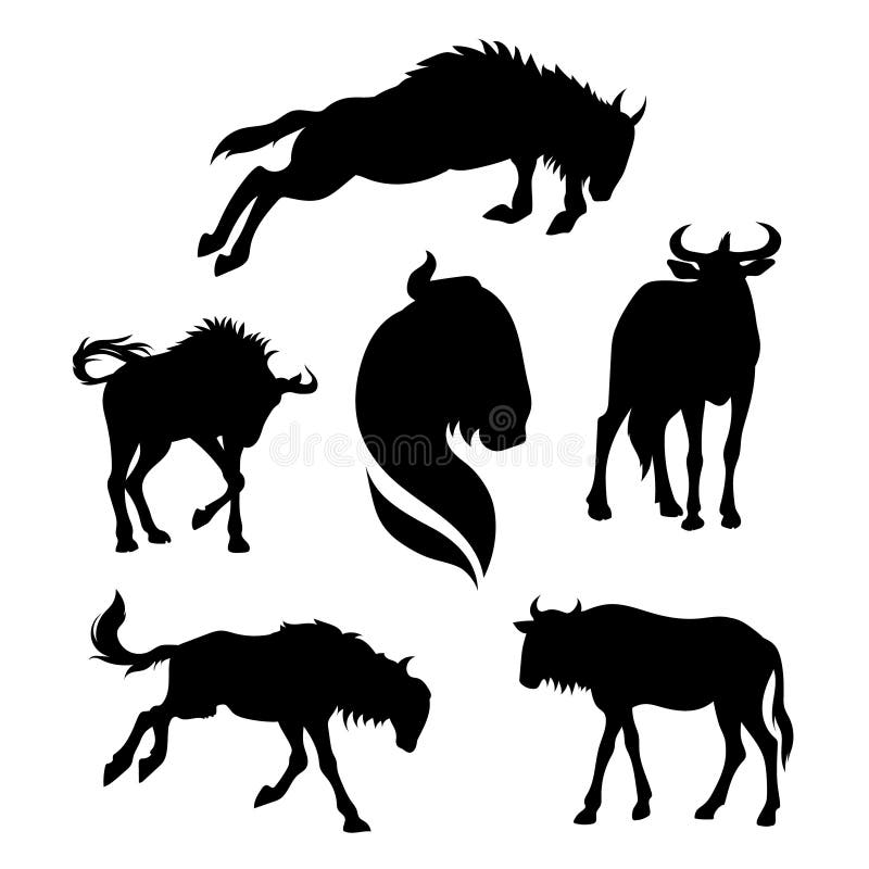 Wildebeest set vector