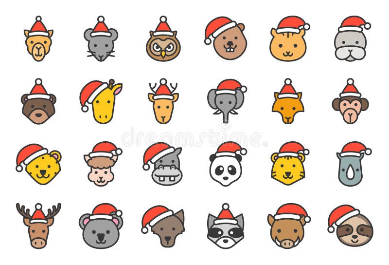 Wilder und der Waldtragender Weihnachtshut-Ikone editable Tierentwurf stock abbildung Wilder und der Waldtragender Weihnachtshut-Ikone editable Tierentwurf stock abbildung