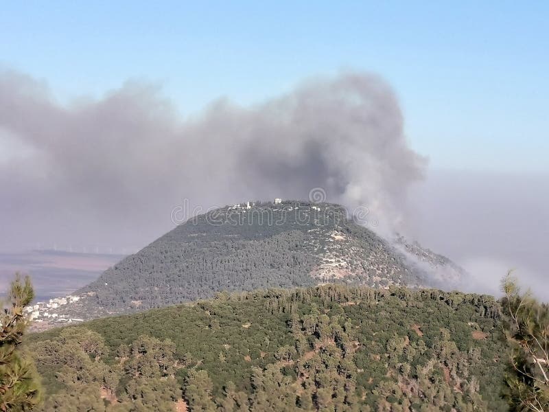 Wildfire on the Biblical Mount Tabor, Israel Stock Photo Image of
