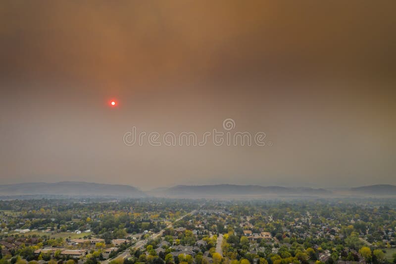 Wildfire smoke over Fort Collins, Colorado