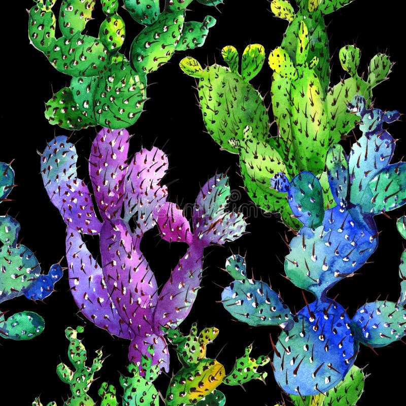 Wildflowerkaktus-Blumenmuster in einer Aquarellart