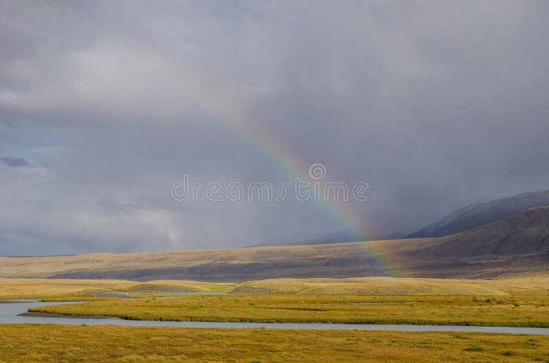 Wildlife Altai. A rainbow after the rain.