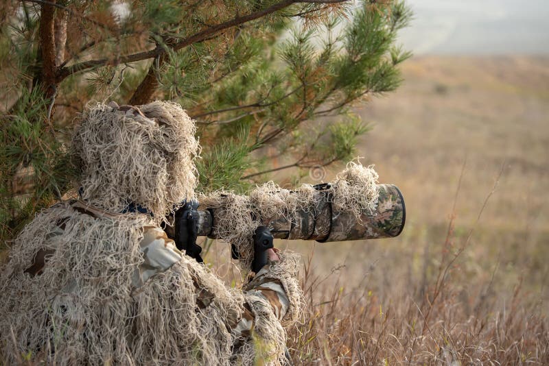 Camouflage Wildlife Photographer Ghillie Suit Working Stock Photo  1217661940 | Shutterstock