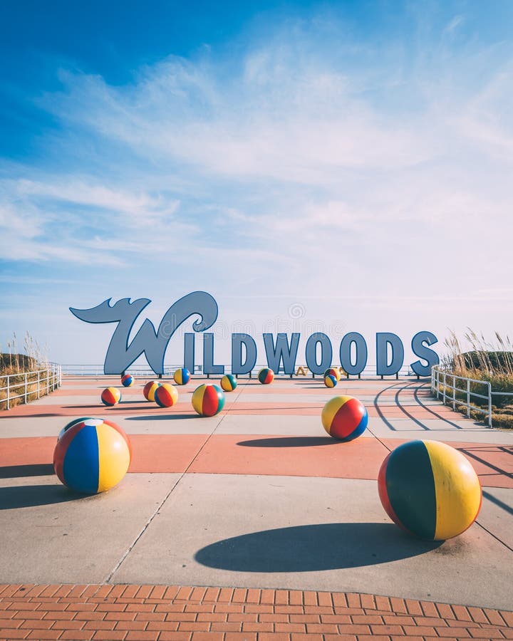 Wildwoods sign, at the beach in Wildwood, New Jersey