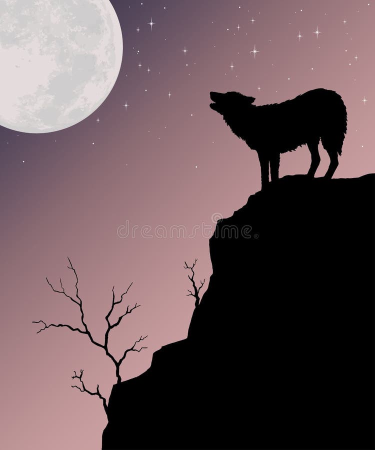 Wilk Wy przy księżyc ilustracji Wilk Wy przy księżyc ilustracji