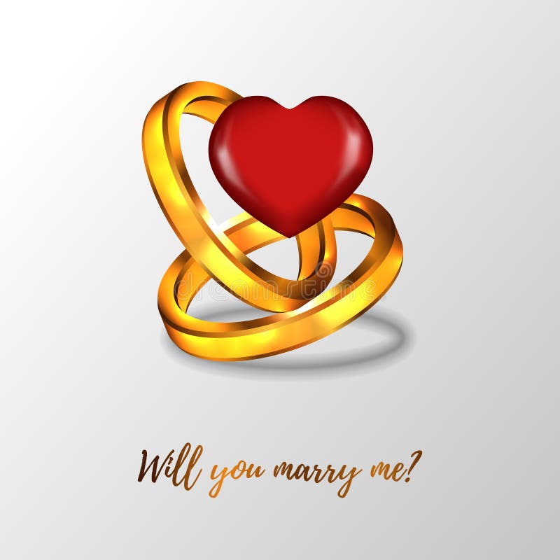 Will You Marry Me Propose Woman Double 3D Ring Engagement with Hearth ...