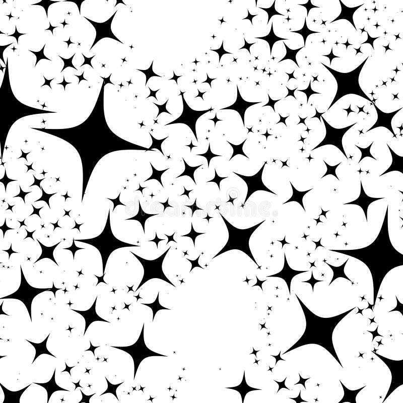 Willekeurig, verspreid 4 gerichte dicht geplaatste sterren Zwart-wit klopje vector illustratie Willekeurig, verspreid 4 gerichte dicht geplaatste sterren Zwart-wit klopje vector illustratie