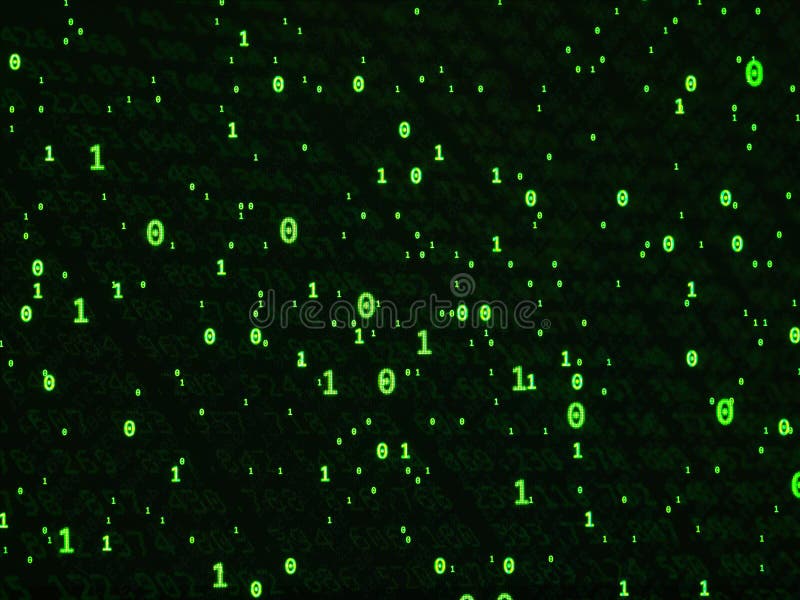 Willekeurige groene binaire code inzake zwarte achtergrond