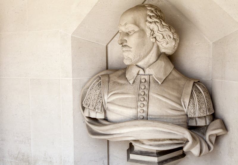 A sculpture of famous playwright William Shakespeare situated outside Guildhall Art Gallery in London. A sculpture of famous playwright William Shakespeare situated outside Guildhall Art Gallery in London.