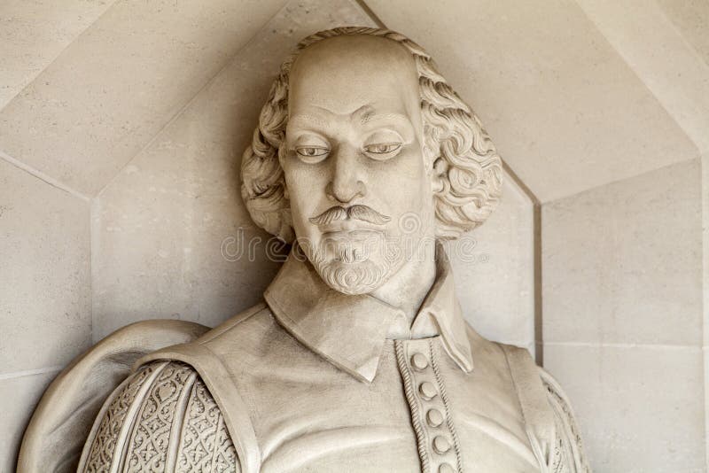 A sculpture of famous playwright William Shakespeare situated outside Guildhall Art Gallery in London. A sculpture of famous playwright William Shakespeare situated outside Guildhall Art Gallery in London.