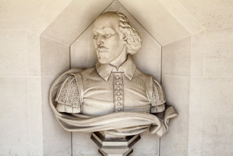 A sculpture of famous playwright William Shakespeare situated outside Guildhall Art Gallery in London. A sculpture of famous playwright William Shakespeare situated outside Guildhall Art Gallery in London.