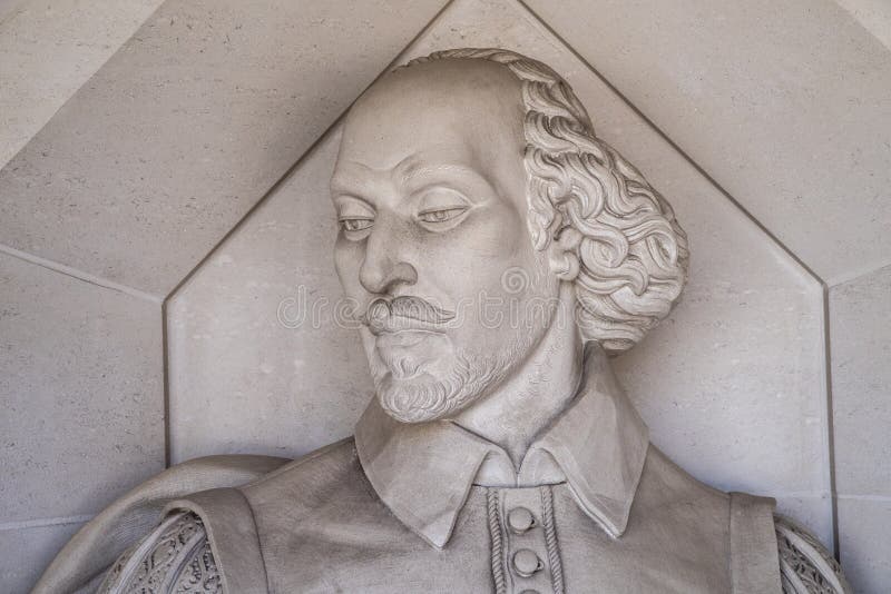 A sculpture of historic playwright William Shakespeare, located outside the Guildhall Art Gallery in London, UK. A sculpture of historic playwright William Shakespeare, located outside the Guildhall Art Gallery in London, UK.