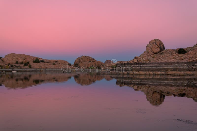 Willow Lake Prescott Arizona Sunset Reflection Stock Photo Image of
