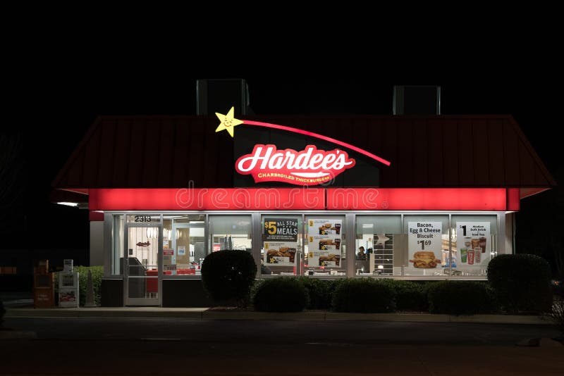 Hardee`s Fast Food Restaurant Storefront Editorial Stock Photo - Image