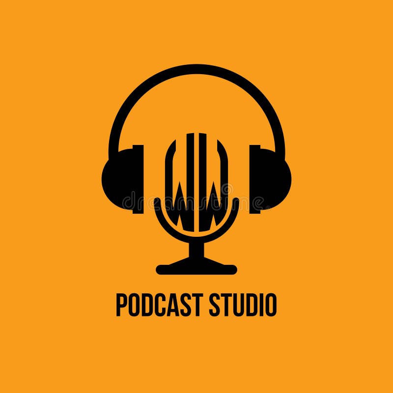 Wim monogram hoofdtelefoon- en microfoonstijl stock illustratie