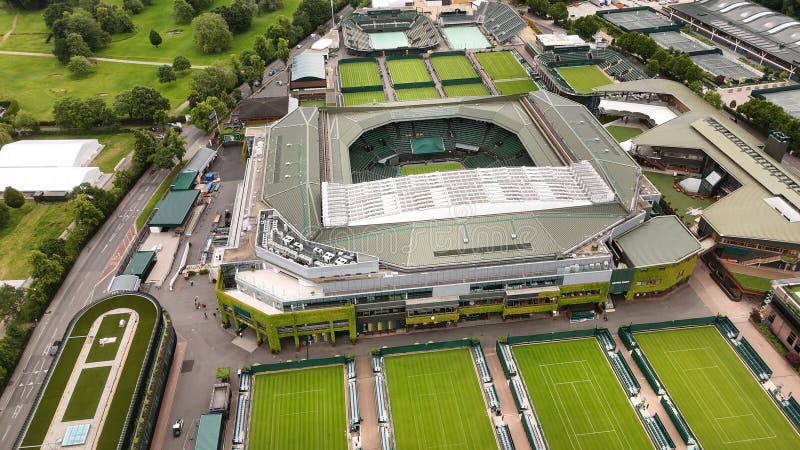 Wimbledon Flight Over the Famous Tennis Courts Aerial View Over the Wimbledon Flight Over the Famous Tennis Courts Aerial View Over the