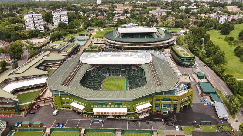 The Wimbledon Tennis Courts from Above Aerial View Over the World The Wimbledon Tennis Courts from Above Aerial View Over the World