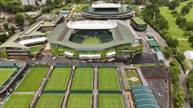 The Wimbledon Tennis Courts from Above Aerial View Over the World The Wimbledon Tennis Courts from Above Aerial View Over the World