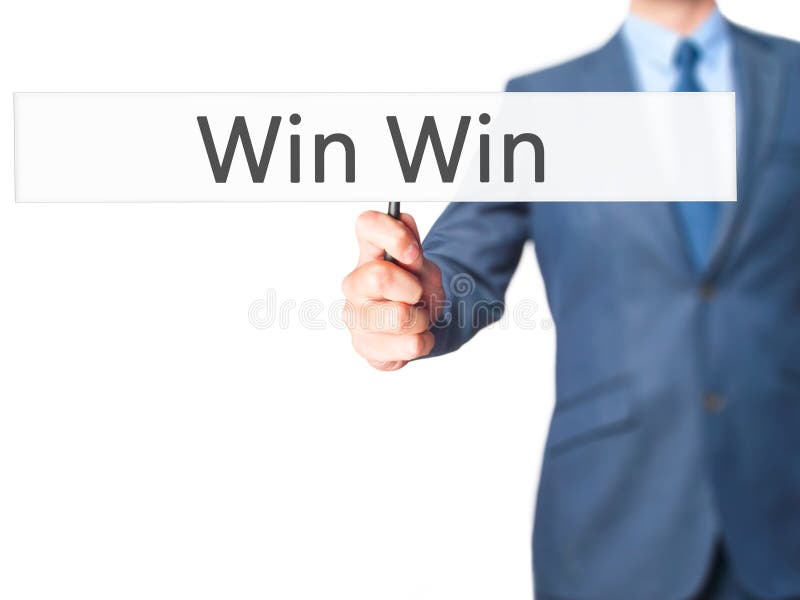 Win Win - Businessman hand holding sign stock images Win Win - Businessman hand holding sign stock images