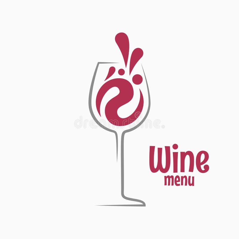 Wina szk? a logo Plu? ni? cie czerwone wino wektor royalty ilustracja