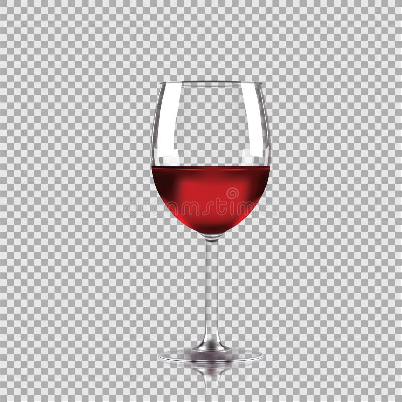 Wina szkło z czerwonym winem, przejrzysta wektorowa ilustracja ilustracja wektor