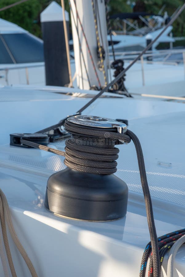 Winch on a Sailboat while Sailing Stock Photo Image of thailand