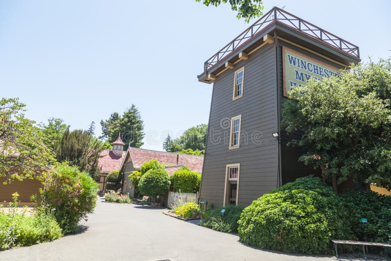 The Winchester Mystery House - the house number 525 on Winchester Boulevard in San Jose, California, USA, is now an extravagant tourist attraction. The Winchester Mystery House - the house number 525 on Winchester Boulevard in San Jose, California, USA, is now an extravagant tourist attraction.