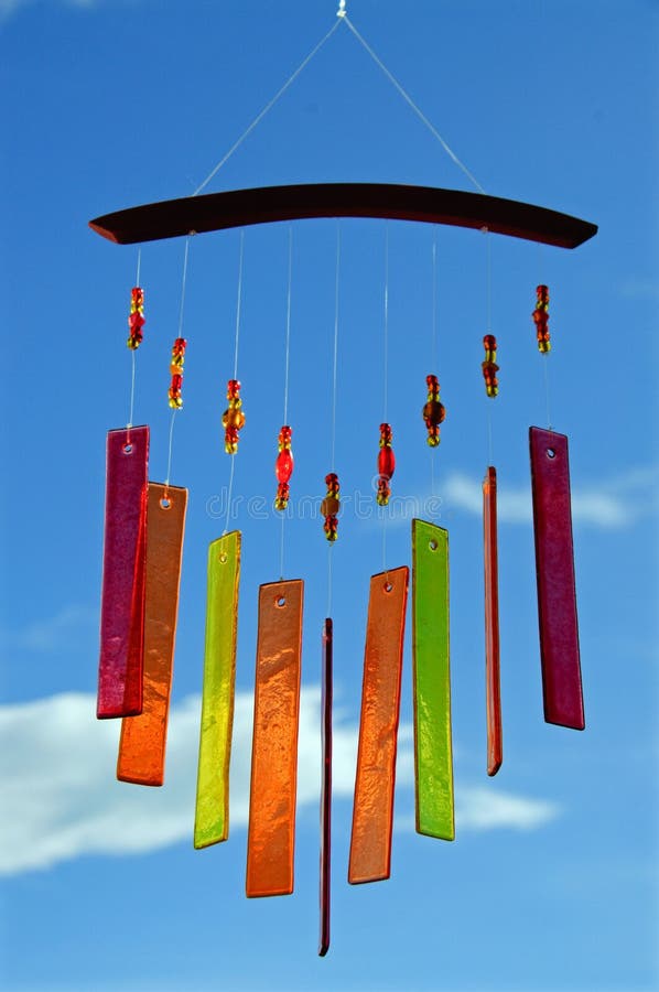 A wind chimes made of glass, pearls and vivid colours. A wind chimes made of glass, pearls and vivid colours
