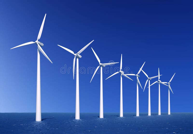 Wind turbines farm in sea near Denmark. Wind turbines farm in sea near Denmark