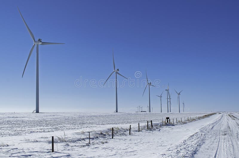 A Wind Farm on the Plains of Eastern Colorado. Stock Photo Image of