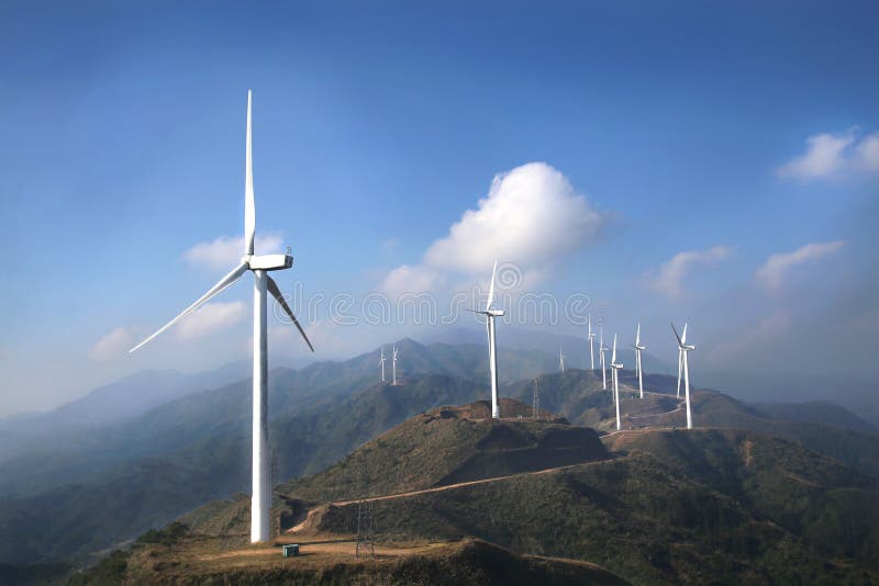 Wind farms stock image