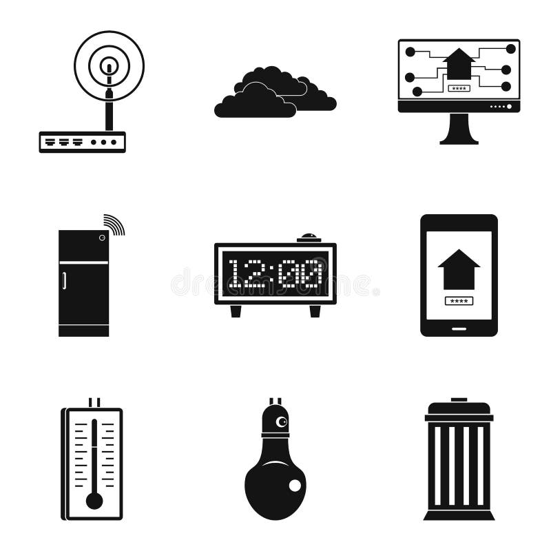 Wind generator icons set, simple style royalty free illustration