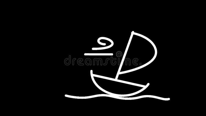 Wind icon, sailboat in transparent background, loop animation alpha channel stock illustration