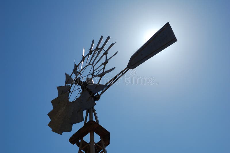 Farm wind mill silhouette - Backlight