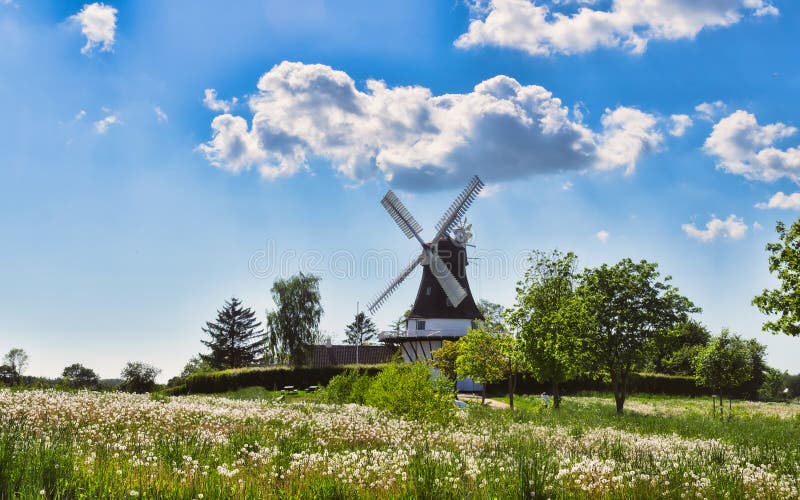 Wind mill in Egeskov, fyn, Denmark