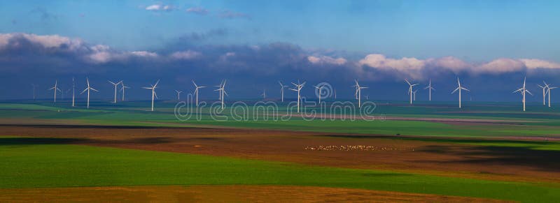 Wind mill filled field