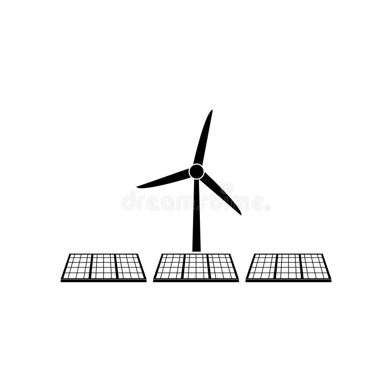 Solar and Wind Energy Logo Icon Isolated on White Background. Set Icons