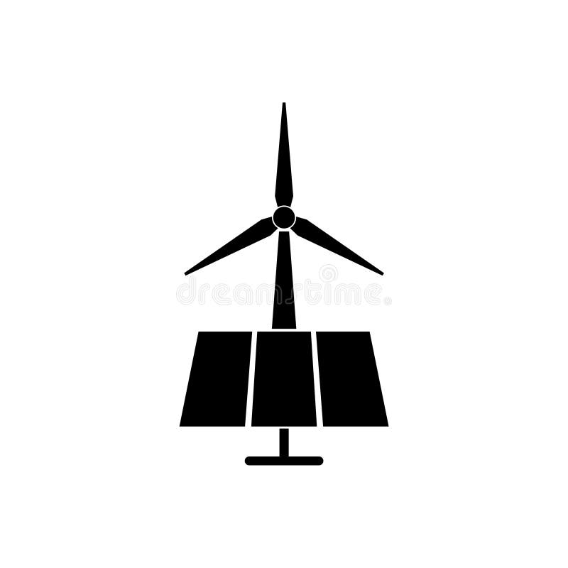 Solar and Wind Energy Logo Icon Isolated on White Background. Set Icons