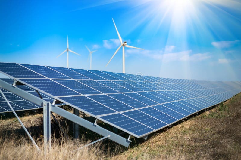 Wind and solar generators stock photo. Image of clean 161769860