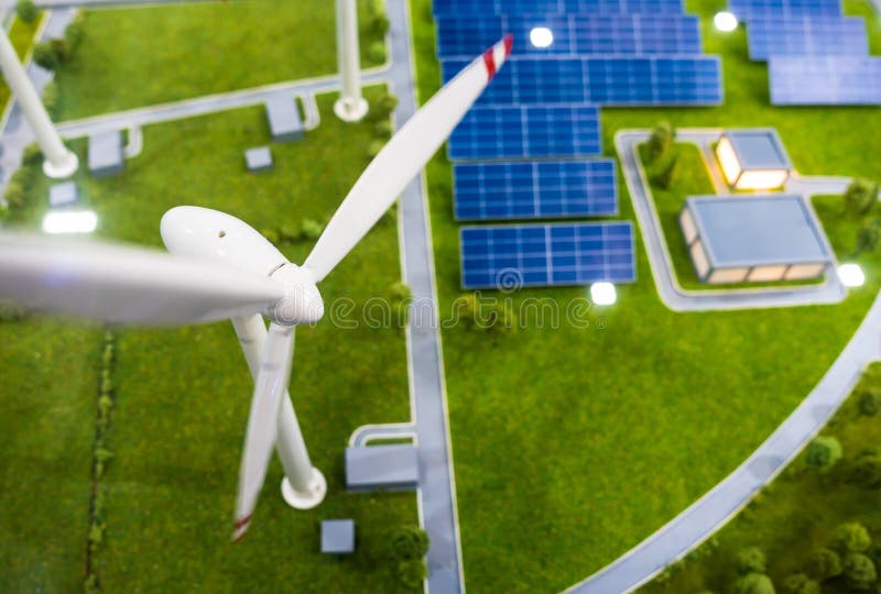 Wind and Solar Power Plants. Green Energy Stock Image Image of