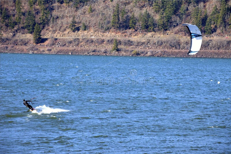 Wind surfing on the Columbia River, Hood River OR.