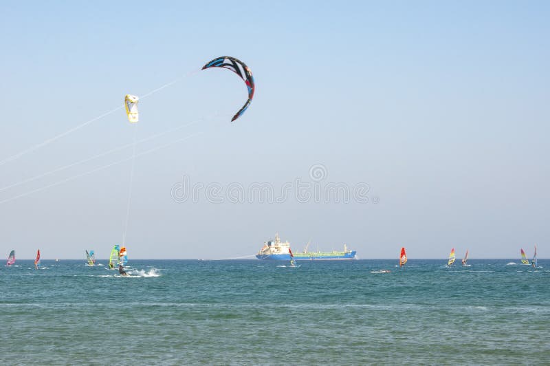 Wind surfing on Rhodes island, Greece