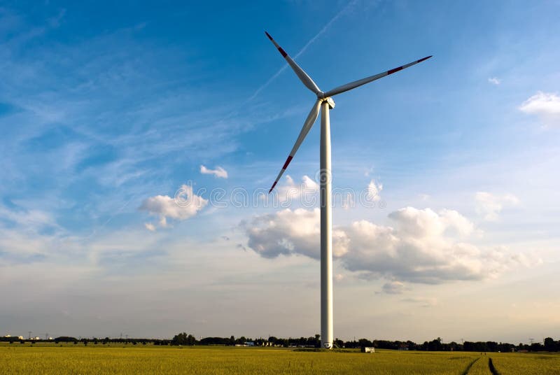 A wind turbine on the field