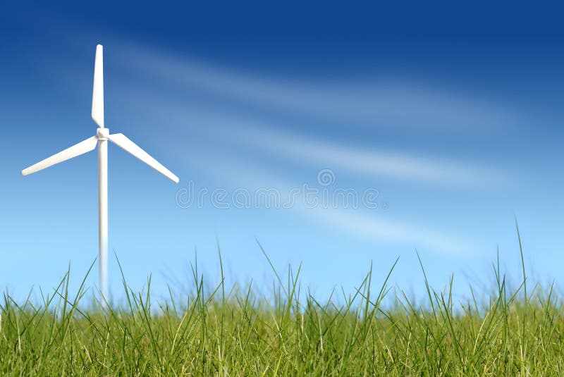 Wind turbine on green field