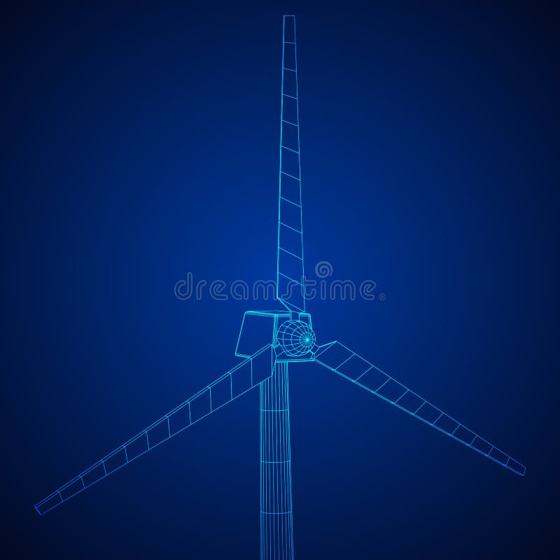 Download Wind Turbine Vector Wireframe Stock Vector - Illustration ...