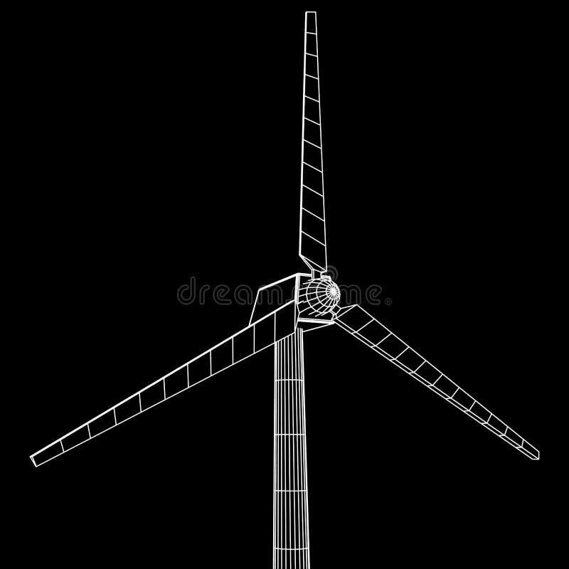 Download Wind Turbine Vector Wireframe Stock Vector - Illustration ...