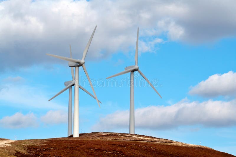 Wind turbines farm royalty free stock images