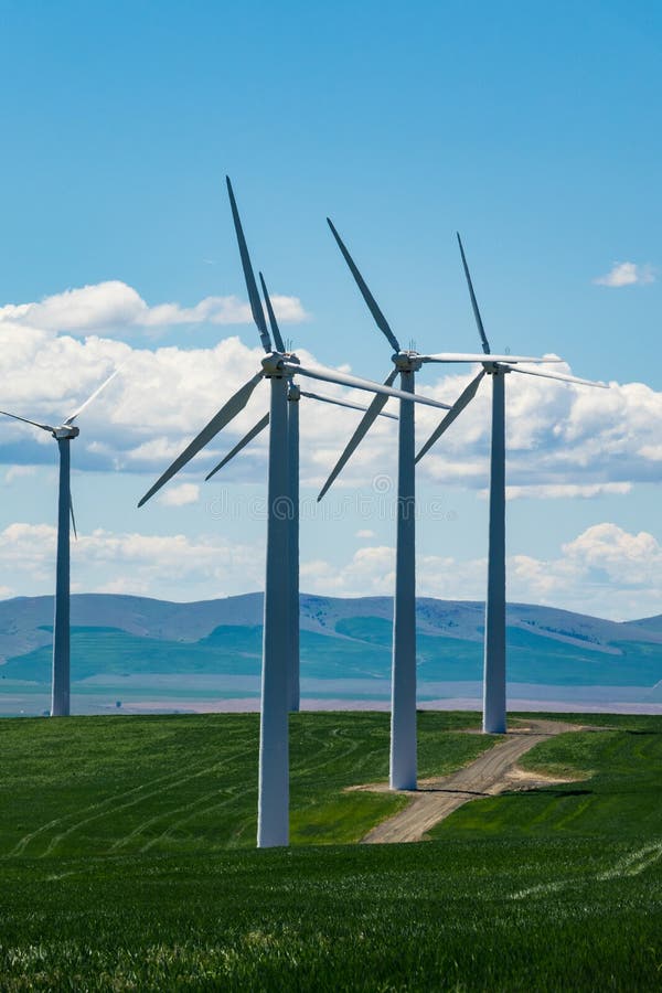 Wind Turbines and Wheat Fields in Eastern Oregon Stock Image Image of
