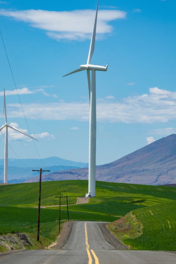 Wind Turbines and Wheat Fields in Eastern Oregon Stock Image Image of